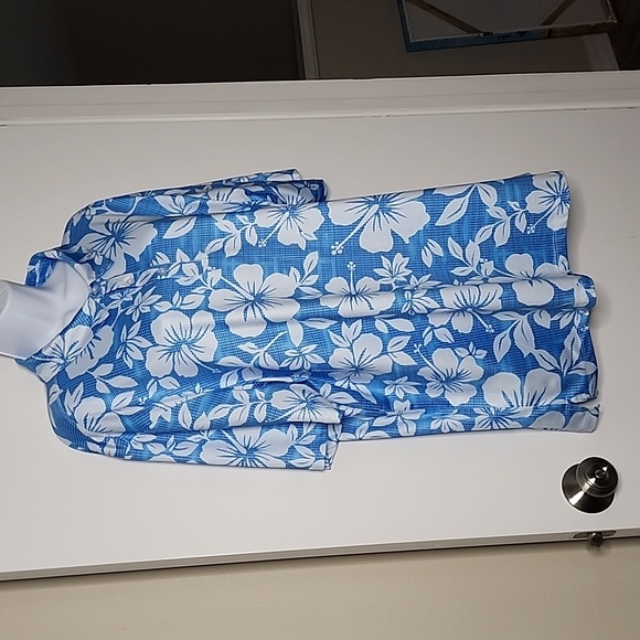 YATTA Golf Polo, Blue Floral Polo, Blue and White, Size XXL - Picture 2 of 5